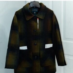 Pendleton Ladies' Wool Topper Coat in Green Plaid NWT